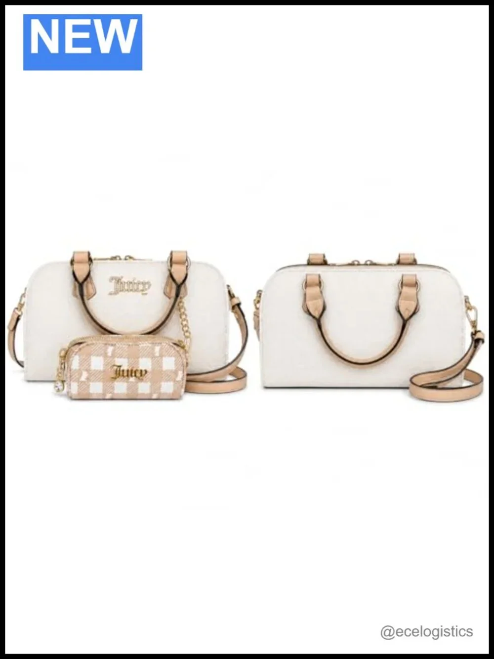 Faux Leather Satchel Handbag with Crossbody Strap and Mini Pouch